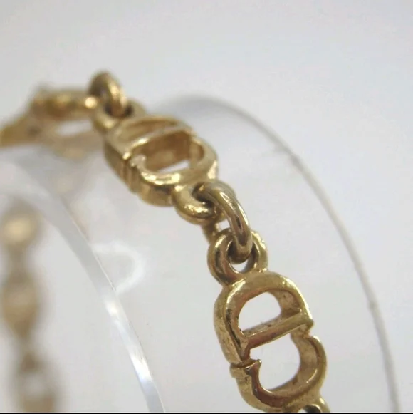 Authentic Vintage Christian Dior Gold Plated CD Logo Bracelet-Original